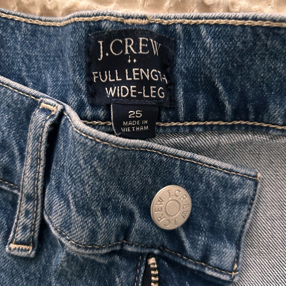 J. Crew Full Length Wide-Leg Blue Jeans - Picture 2 of 3